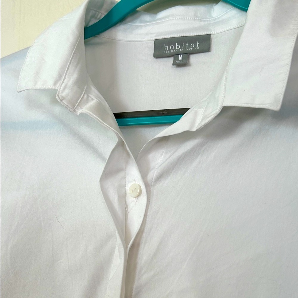 Habitat White Button Down Swing Blouse for Women SZ M - Picture 7 of 9